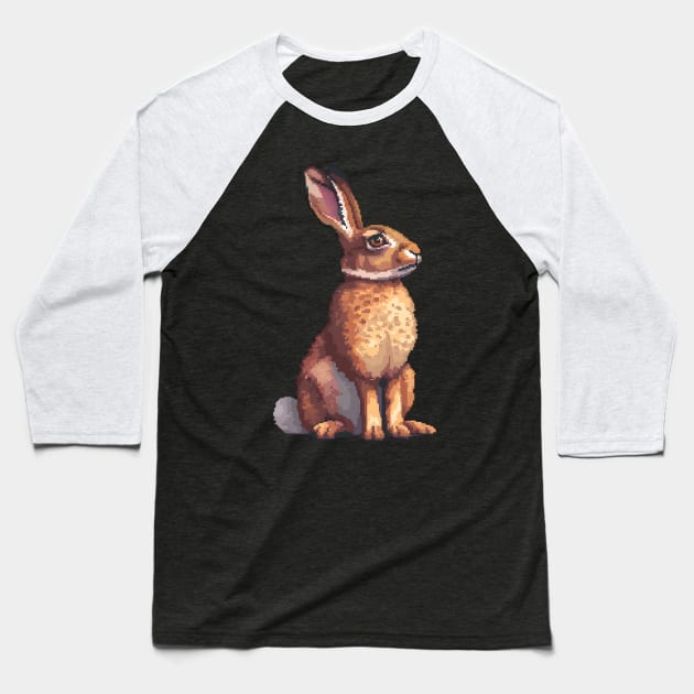 Hare in Pixel Form Baseball T-Shirt by Animal Sphere